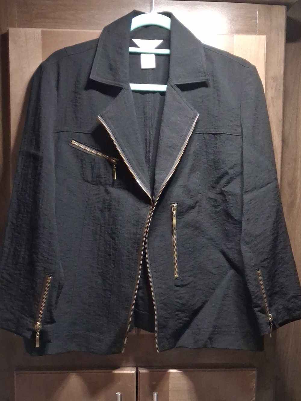 Multiples Black Jacket with Gold Zipper Accents
